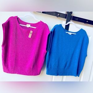 Anthropologie knit vest Size XL blue & pink/purple NWT